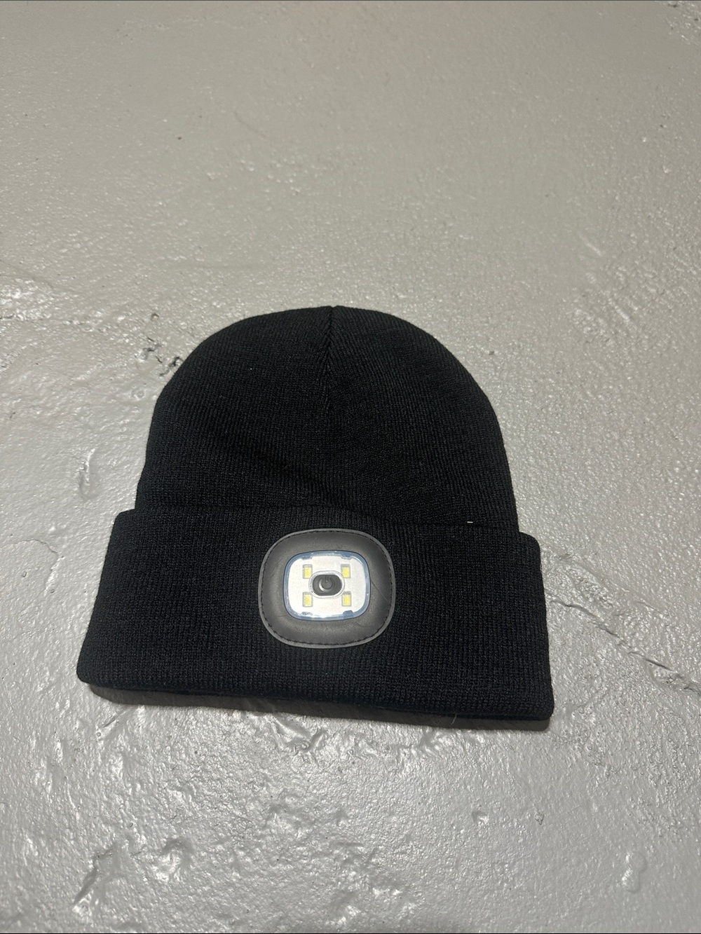 Black Beanie Hat with Front LED Light